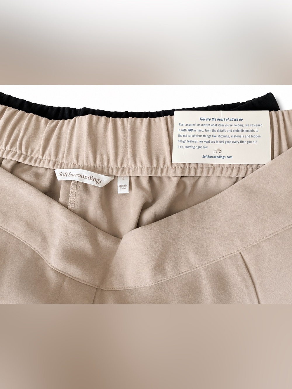 Lot of 2! Soft Surroundings Pants with Stripe Detail Tan=L and Black=XL - Picture 6 of 8